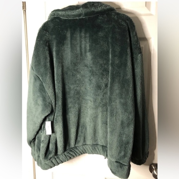 NWT men’s old navy full zip fleece jacket coat size medium TALL green pockets - Picture 4 of 9